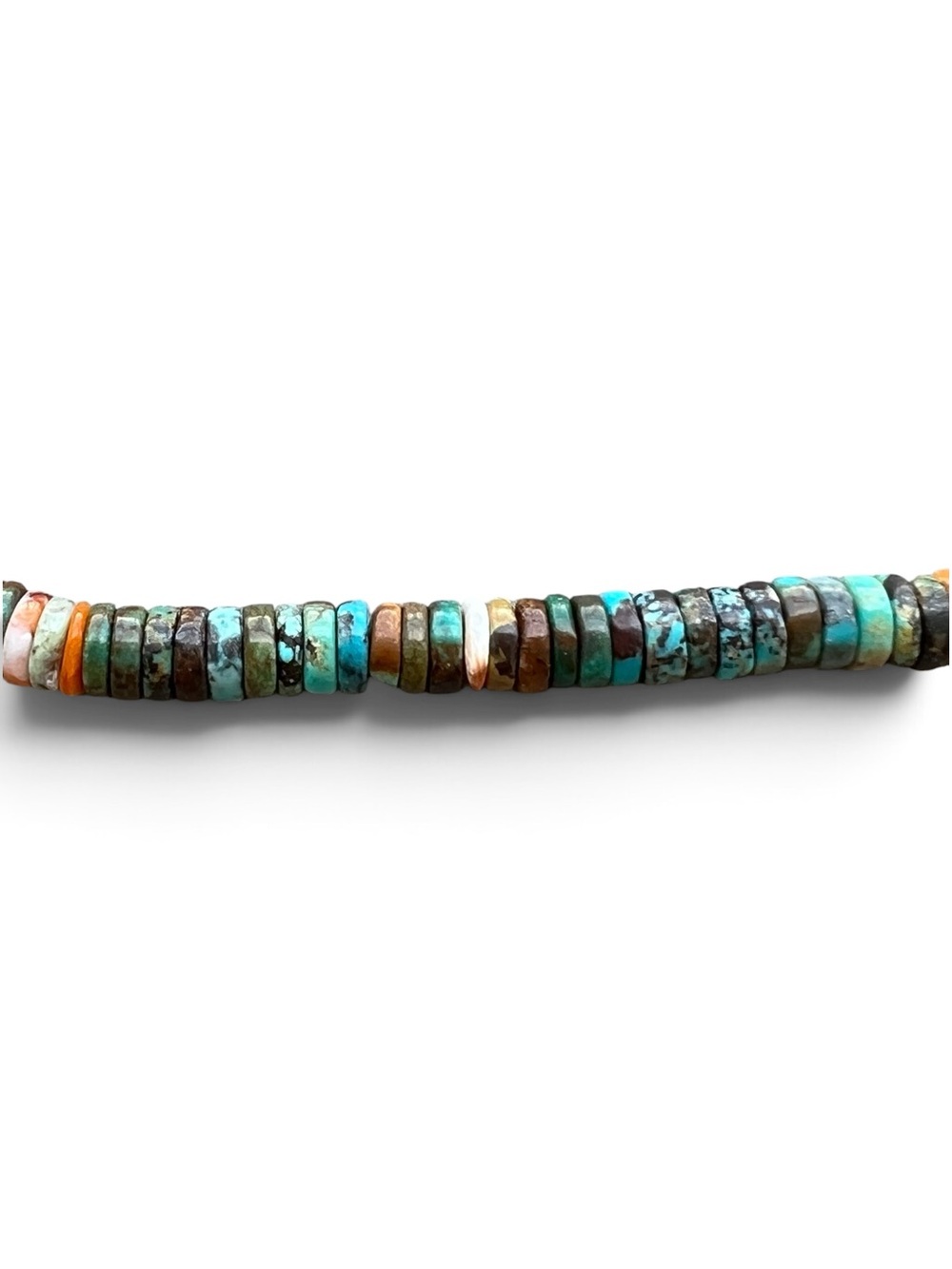 Sterling Silver Multicolor Turquoise Spiny Oyster Heishi Bead Necklace - Picture 3 of 5